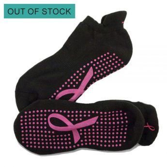 Crescent Moon Yoga ExerSocks™ - Barre, Yoga & Pilates Socks (Black/Pink Ribbon)